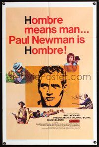 3e318 HOMBRE one-sheet movie poster '66 Paul Newman, Martin Ritt, Fredric March, it means man!