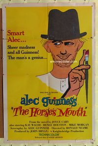 3e322 HORSE'S MOUTH one-sheet movie poster '59 great artwork of Alec Guinness, the man's a genius!