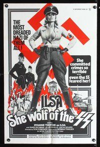 3e335 ILSA SHE WOLF OF THE SS 1sh '74 Dyanne Thorne as Nazi so terrible even the SS feared her