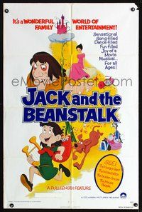 3e350 JACK & THE BEANSTALK one-sheet movie poster '76 cool cartoon art of classic fairy tale!