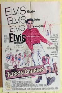 3e367 KISSIN' COUSINS one-sheet poster '64 hillbilly Elvis Presley is feudin', lovin', and swingin'!