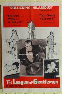 3e378 LEAGUE OF GENTLEMEN one-sheet movie poster '59 Jack Hawkins, cool gangster artwork!