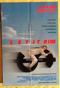 3e381 LET IT RIDE advance one-sheet poster '89 wacky image of Richard Dreyfuss riding a dollar sign!
