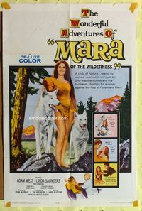 3e423 MARA OF THE WILDERNESS one-sheet poster '65 sexy wolf-girl Lori Saunders, untamed, untouched!