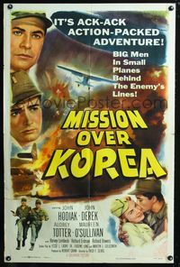 3e449 MISSION OVER KOREA one-sheet poster '53 it's ack-ack action-packed, cool art of dogfight!