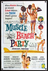 3e466 MUSCLE BEACH PARTY one-sheet movie poster '64 Frankie & Annette!