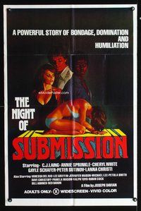 3e493 NIGHT OF SUBMISSION one-sheet poster '76 sexy artwork, bondage, domination & humiliation!