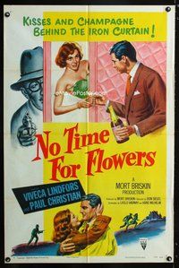 3e495 NO TIME FOR FLOWERS one-sheet movie poster '53 sexy Viveca Lindfors, Paul Hubschmid