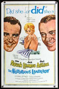 3e500 NOTORIOUS LANDLADY one-sheet poster '62 very sexy Kim Novak in bath! Jack Lemmon, Fred Astaire