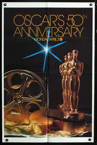 3e523 50TH ANNUAL ACADEMY AWARDS 1sh '78 ABC, great image of Oscar statue by Jim Britt