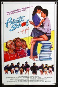 3e574 PRIVATE SCHOOL one-sheet movie poster '83 Phoebe Cates, Matt Modine, wacky & sexy art!