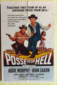 3e562 POSSE FROM HELL one-sheet poster '61 Audie Murphy & John Saxon must stop gun-mad Devil spawn!