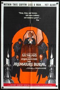 3e564 PREMATURE BURIAL 1sh '62 Edgar Allan Poe, cool Reynold Brown art of Ray Milland buried alive!