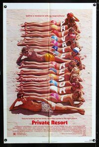 3e573 PRIVATE RESORT one-sheet poster '85 George Bowers, funny image of topless babes at beach!