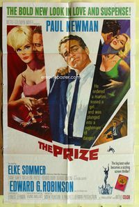 3e575 PRIZE 1sheet '63 great Howard Terpning art of Paul Newman in suit and tie & sexy Elke Sommer!