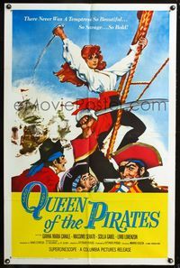 3e582 QUEEN OF THE PIRATES one-sheet '61 sexy Italian temptress Gianna Maria Canale as swashbuckler!