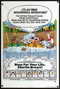 3e585 RACE FOR YOUR LIFE CHARLIE BROWN 1sheet '77 Charles M. Schulz, art of Snoopy & Peanuts gang!