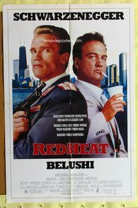 3e599 RED HEAT one-sheet '88 Walter Hill, great image of cops Arnold Schwarzenegger & James Belushi!