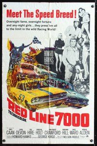 3e600 RED LINE 7000 one-sheet '65 Howard Hawks, James Caan, car racing, here comes the speed breed!