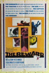 3e610 REWARD one-sheet movie poster '65 Max Von Sydow, Yvette Mimieux, cool montage image!