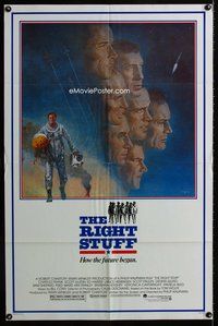 3e613 RIGHT STUFF one-sheet movie poster '83 great Tom Jung art of the first NASA astronauts!