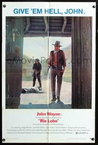3e614 RIO LOBO one-sheet movie poster '71 Howard Hawks, Give 'em Hell, John Wayne, great image!