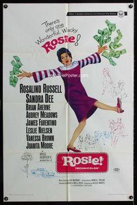 3e632 ROSIE one-sheet movie poster '67 There's only one wonderful, wacky Rosalind Russell!