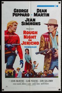 3e634 ROUGH NIGHT IN JERICHO style B one-sheet '67 Dean Martin & George Peppard with guns drawn!