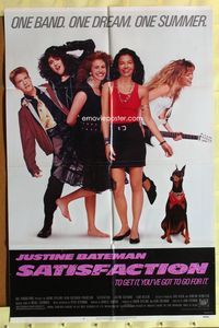 3e644 SATISFACTION one-sheet movie poster '88 Justine Bateman, Scott Coffey, early Julia Roberts!