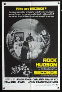 3e654 SECONDS one-sheet movie poster '66 Rock Hudson, John Frankenheimer, terrifying fisheye image!