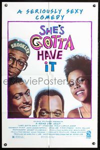 3e671 SHE'S GOTTA HAVE IT 1sheet '86 A Spike Lee Joint, Tracy Camila Johns, seriously sexy comedy!