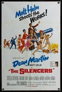 3e684 SILENCERS one-sheet poster '66 outrageous sexy phallic imagery of Dean Martin & the Slaygirls!