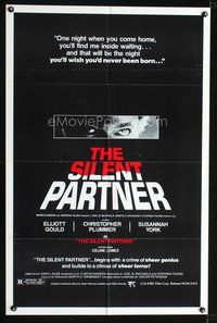 3e687 SILENT PARTNER one-sheet poster '79 Elliott Gould, Christopher Plummer, you'll find me waiting!