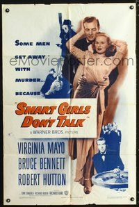 3e702 SMART GIRLS DON'T TALK one-sheet poster '48 sexy Virginia Mayo, Bruce Bennett, crime images!