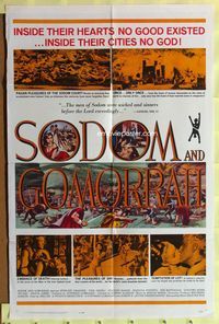 3e708 SODOM & GOMORRAH one-sheet '63 Robert Aldrich, Pier Angeli, wild images of sinful cities!