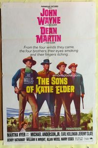 3e714 SONS OF KATIE ELDER one-sheet movie poster '65 big John Wayne, Dean Martin, Martha Hyer
