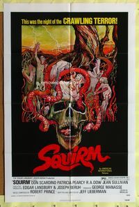 3e733 SQUIRM one-sheet movie poster '76 Don Scardino, wild bloody Drew Struzan horror artwork!