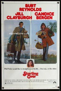 3e740 STARTING OVER one-sheet poster '79 artwork of Burt Reynolds & Jill Clayburgh by Morgan Kane!