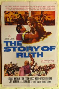 3e752 STORY OF RUTH one-sheet movie poster '60 Stuart Whitman, Tom Tryon, Biblical epic!