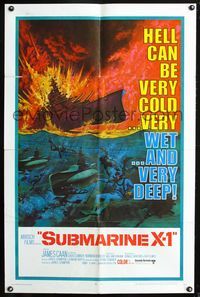 3e768 SUBMARINE X-1 one-sheet movie poster '68 James Caan, cool naval warfare artwork!