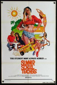 3e773 SUMMER SCHOOL TEACHERS one-sheet movie poster '75 John Solie art of sexy coach & bikini girls!