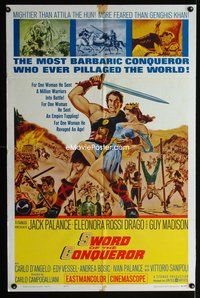 3e793 SWORD OF THE CONQUEROR one-sheet poster '62 great image of Jack Palance as barbarian w/girl!