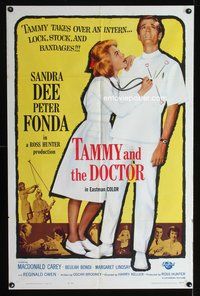 3e807 TAMMY & THE DOCTOR one-sheet poster '63 Harry Keller, Peter Fonda, sexy nurse Sandra Dee!