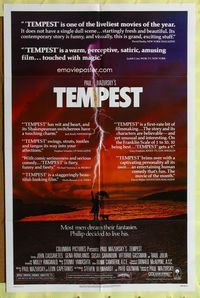 3e816 TEMPEST reviews style 1sheet '82 John Cassavetes, Gena Rowlands, cool lighning strike image!