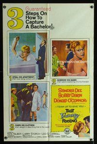 3e829 THAT FUNNY FEELING one-sheet '65 sexy naked Sandra Dee in tub, Bobby Darin, Donald O'Connor