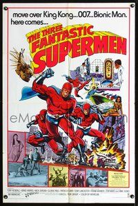 3e839 THREE FANTASTIC SUPERMEN 1sh '77 I Fantastici tre supermen, awesome comic book art by Pollard