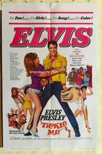 3e851 TICKLE ME one-sheet movie poster '65 great image of Elvis Presley & sexy Julie Adams!