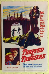 3e879 TRAPPED IN TANGIERS 1sh '60 Agguato a Tangeri, Edmund Purdom, Genevieve Page, drug smuggling!
