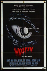 3e973 WOLFEN one-sheet '81 really cool horror art of moon & clouds as eye, There is no defense!