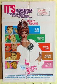 3e975 WOMAN TIMES SEVEN one-sheet '67 sexy Shirley MacLaine is as naughty as a pink lace nightgown!